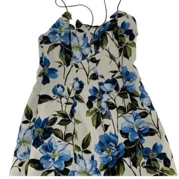 Alice + Olivia Tayla Floral Jacquard Paneled Floral Multicolor Mini Lined Dress - Picture 6 of 9